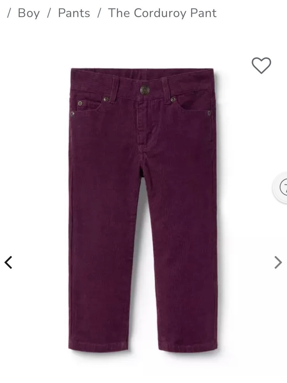 Janie and Jack Corduroy Pants in Deep Plum